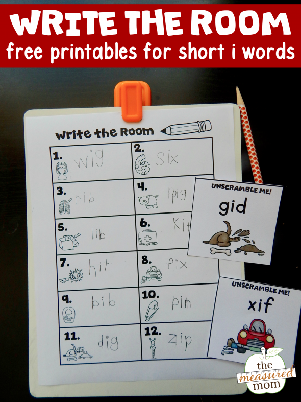 Print this free write the room activity for short i words - in three levels of difficulty!