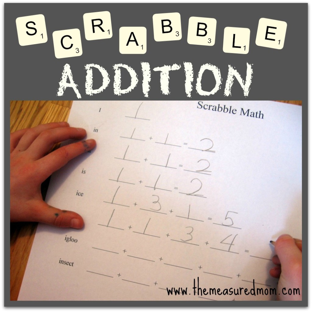 使用拼字游戏瓷砖查看此简单加法游戏！用你的孩子的拼写词来额外学习。