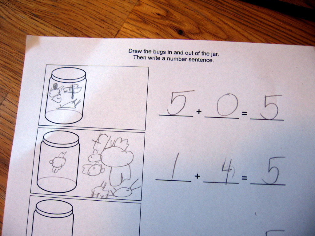 玩具臭虫在一个罐子数学工作表2行完成
