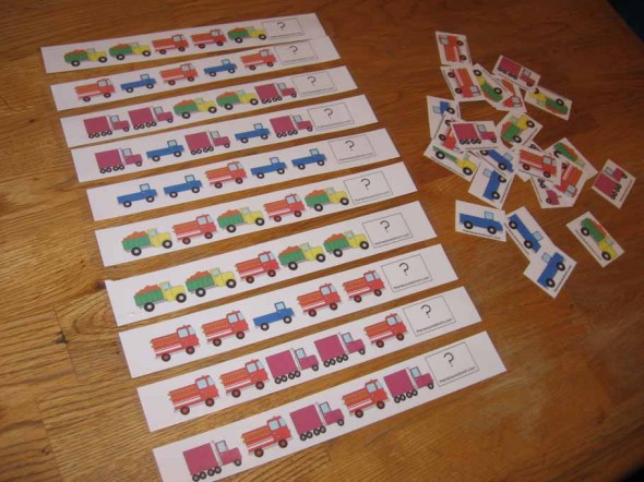彩色卡车图案条带和卡片