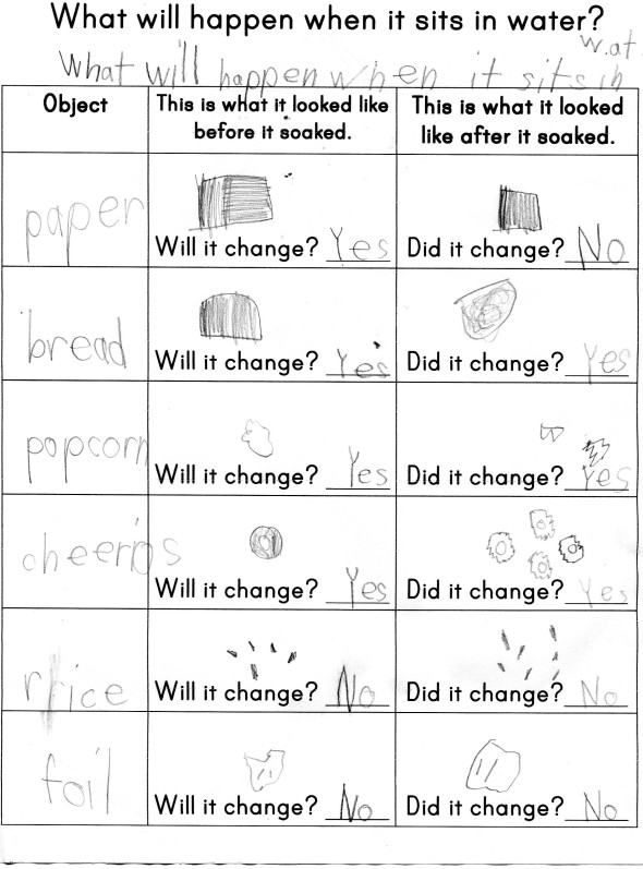 当它落在水中时会发生什么?工作表