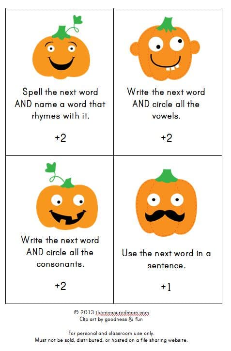 获取这款伟大的免费拼写游戏，用于秋季 - 使用1-3等级的孩子的任何单词列表。