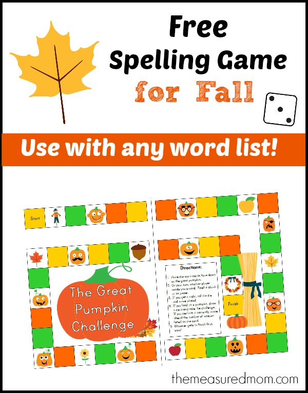 获取这款伟大的免费拼写游戏，用于秋季 - 使用1-3等级的孩子的任何单词列表。