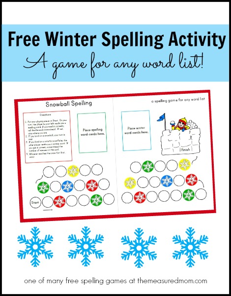 检查这个免费的冬季拼写活动-使用任何单词列表的孩子从1-4年级!