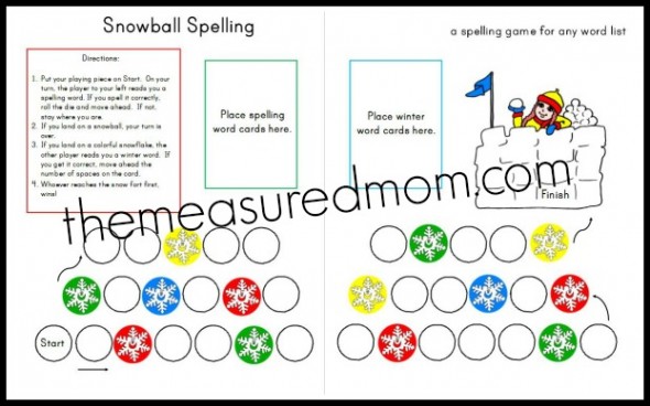 检查这个免费的冬季拼写活动-使用任何单词列表的孩子从1-4年级!