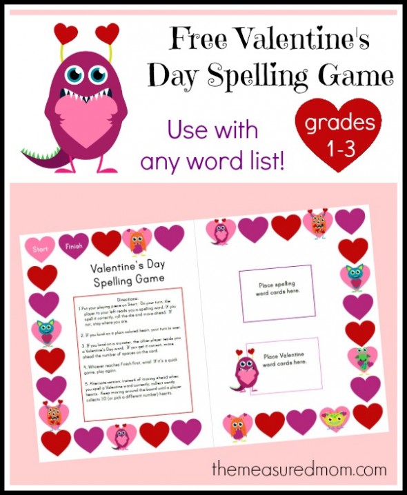 看看这个有趣的情人节拼写游戏，适合1-3年级的孩子。使用它与任何单词列表。最棒的是，它是免费的!