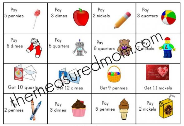 教这个自由打印游戏的硬币名称！