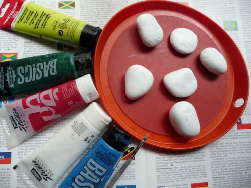 7月4日工艺 - 装饰石头作为旗帜