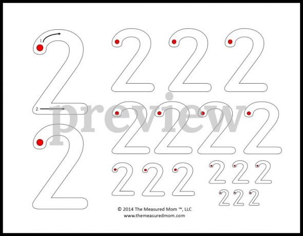 打印这些免费数字手写页面，以帮助您的学龄前儿童或幼儿园学会写入数字。获得三个级别的页面！