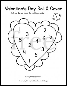 寻找幼儿园和幼儿园的一些有趣的数学游戏吗？抓住一些骰子和标记，并为每年的一季玩这些免费可打印卷和覆盖游戏！1或2骰子。