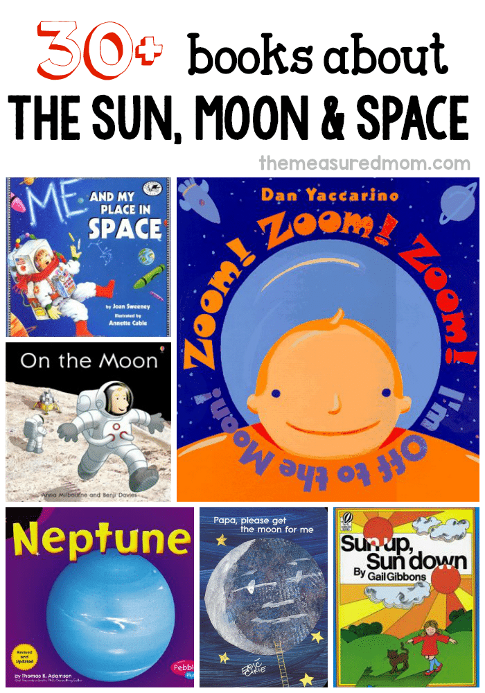 一大堆关于太空主题的书在学前班或幼儿园
