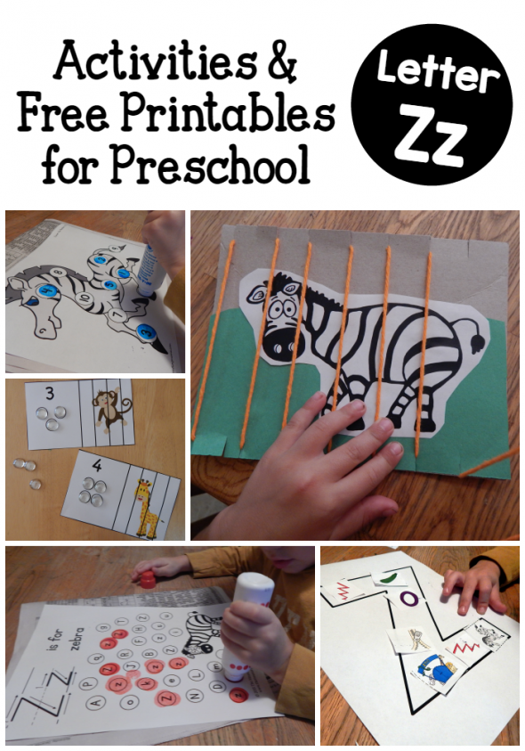 查看我们的学龄前儿童字母Z活动的集合 - 带有免费印刷品的链接！
